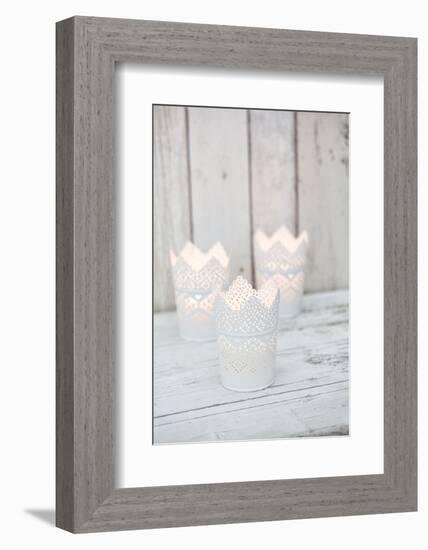 Candles in pots as a decoration, still life-Andrea Haase-Framed Photographic Print