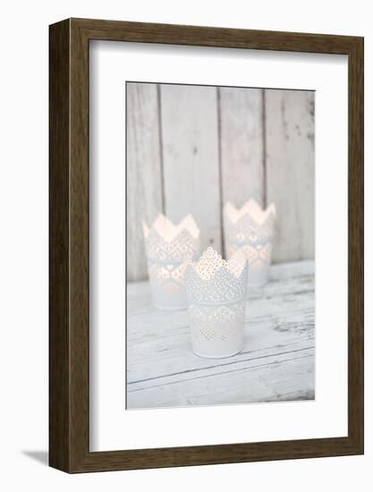 Candles in pots as a decoration, still life-Andrea Haase-Framed Photographic Print