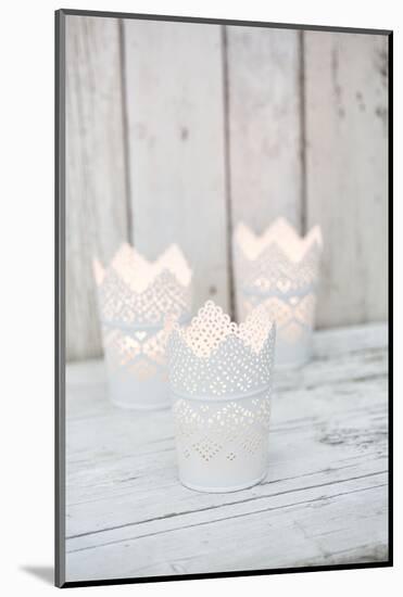 Candles in pots as a decoration, still life-Andrea Haase-Mounted Photographic Print