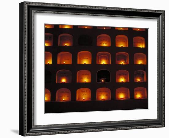 Candles Light the Graves of Niches in the Cemetary, Oaxaca, Mexico-Judith Haden-Framed Photographic Print