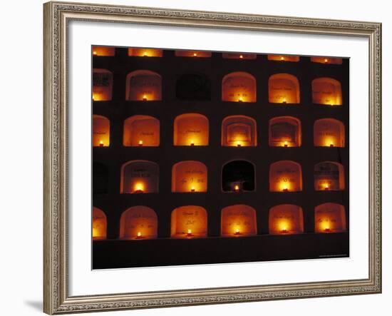 Candles Light the Graves of Niches in the Cemetary, Oaxaca, Mexico-Judith Haden-Framed Photographic Print