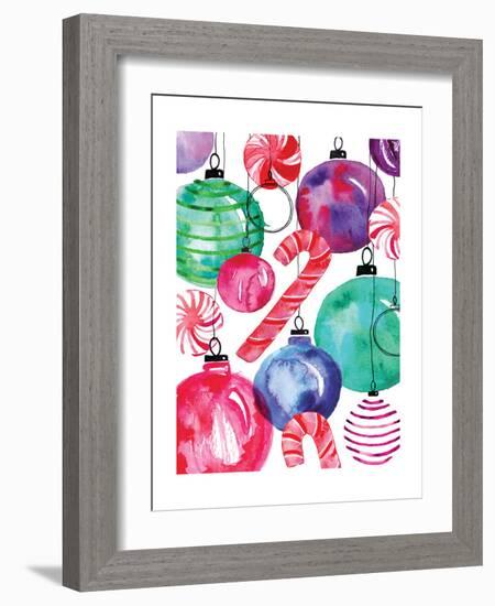 Candy Cane Ornaments-Sara Berrenson-Framed Art Print