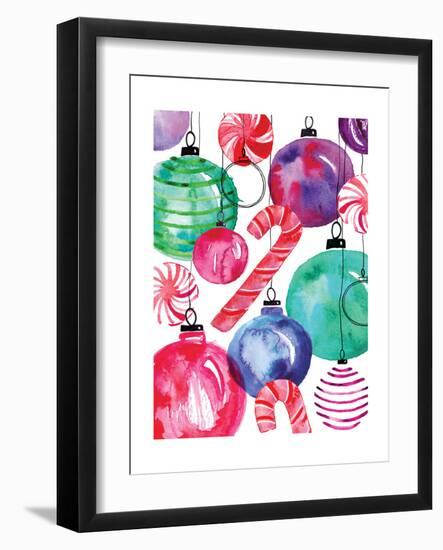 Candy Cane Ornaments-Sara Berrenson-Framed Art Print