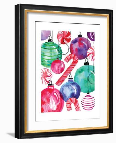 Candy Cane Ornaments-Sara Berrenson-Framed Art Print