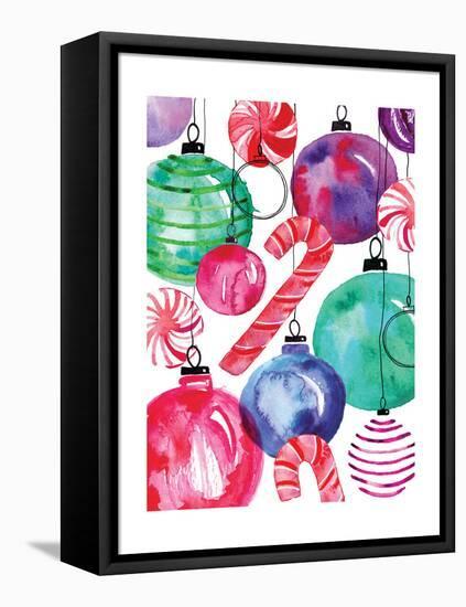 Candy Cane Ornaments-Sara Berrenson-Framed Stretched Canvas