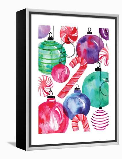Candy Cane Ornaments-Sara Berrenson-Framed Stretched Canvas