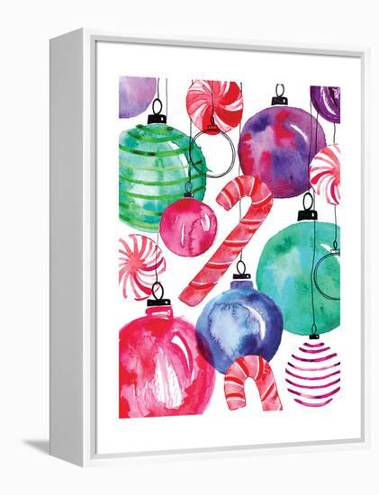 Candy Cane Ornaments-Sara Berrenson-Framed Stretched Canvas