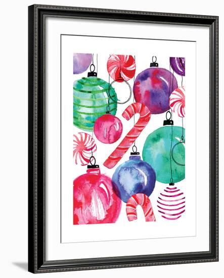 Candy Cane Ornaments-Sara Berrenson-Framed Art Print