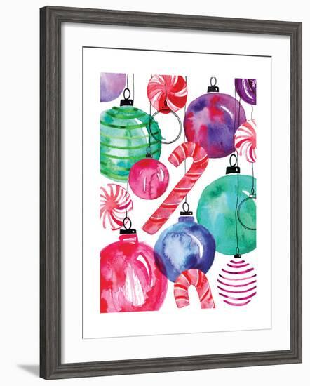 Candy Cane Ornaments-Sara Berrenson-Framed Art Print