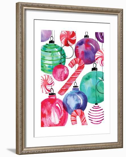 Candy Cane Ornaments-Sara Berrenson-Framed Art Print