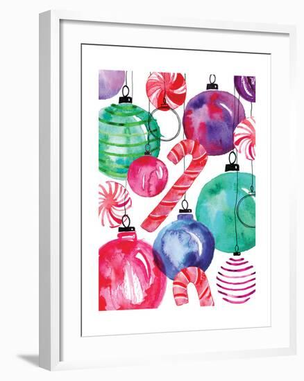 Candy Cane Ornaments-Sara Berrenson-Framed Art Print