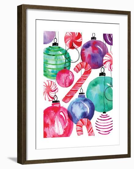 Candy Cane Ornaments-Sara Berrenson-Framed Art Print