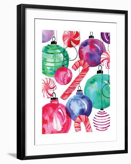 Candy Cane Ornaments-Sara Berrenson-Framed Art Print