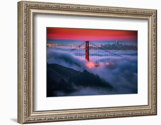 Candy Skies Moody Fog Golden Gate Bridge, San Francisco California Travel-Vincent James-Framed Photographic Print