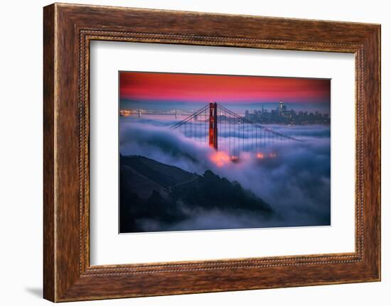 Candy Skies Moody Fog Golden Gate Bridge, San Francisco California Travel-Vincent James-Framed Photographic Print