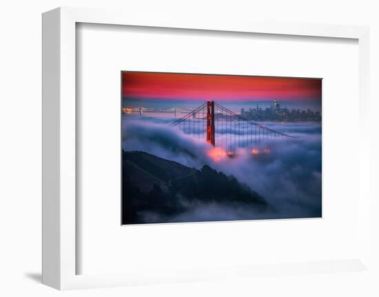 Candy Skies Moody Fog Golden Gate Bridge, San Francisco California Travel-Vincent James-Framed Photographic Print