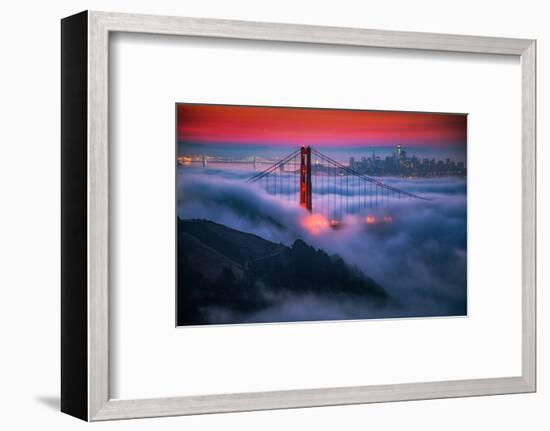Candy Skies Moody Fog Golden Gate Bridge, San Francisco California Travel-Vincent James-Framed Photographic Print