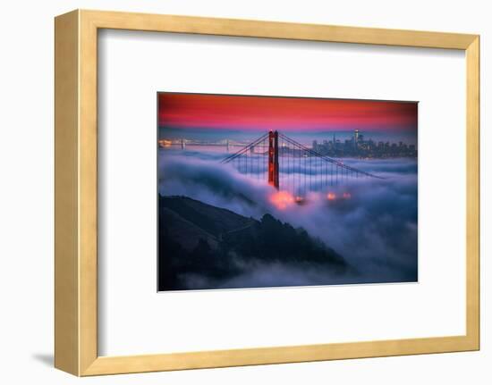 Candy Skies Moody Fog Golden Gate Bridge, San Francisco California Travel-Vincent James-Framed Photographic Print