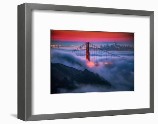 Candy Skies Moody Fog Golden Gate Bridge, San Francisco California Travel-Vincent James-Framed Photographic Print