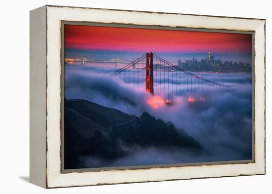 Candy Skies Moody Fog Golden Gate Bridge, San Francisco California Travel-Vincent James-Framed Premier Image Canvas