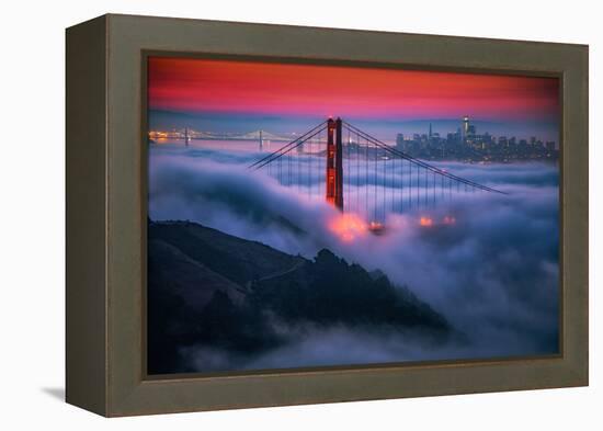 Candy Skies Moody Fog Golden Gate Bridge, San Francisco California Travel-Vincent James-Framed Premier Image Canvas