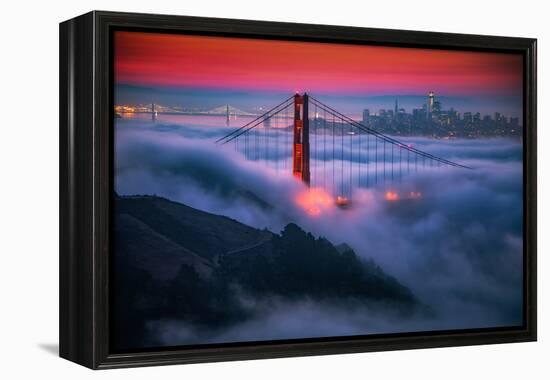 Candy Skies Moody Fog Golden Gate Bridge, San Francisco California Travel-Vincent James-Framed Premier Image Canvas