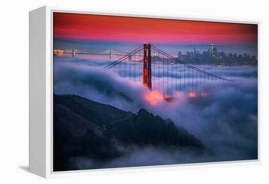 Candy Skies Moody Fog Golden Gate Bridge, San Francisco California Travel-Vincent James-Framed Premier Image Canvas