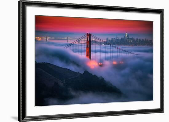 Candy Skies Moody Fog Golden Gate Bridge, San Francisco California Travel-Vincent James-Framed Photographic Print