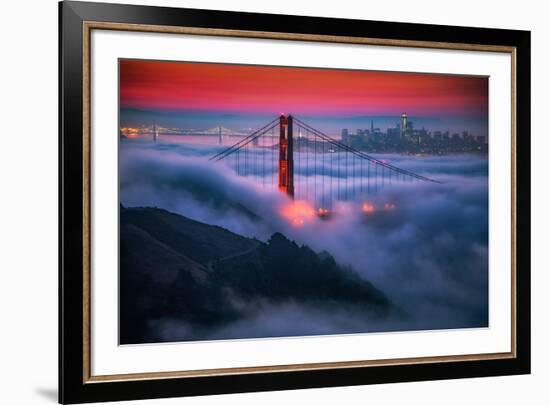 Candy Skies Moody Fog Golden Gate Bridge, San Francisco California Travel-Vincent James-Framed Photographic Print