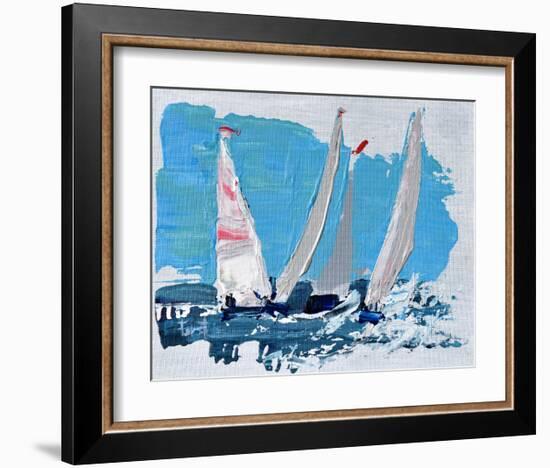 Candy Stripe Regatta-Beth A. Forst-Framed Art Print