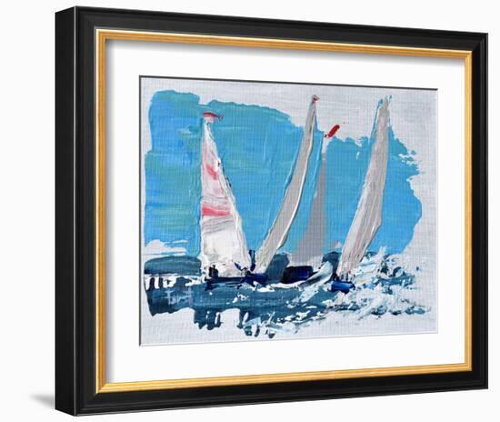 Candy Stripe Regatta-Beth A. Forst-Framed Art Print