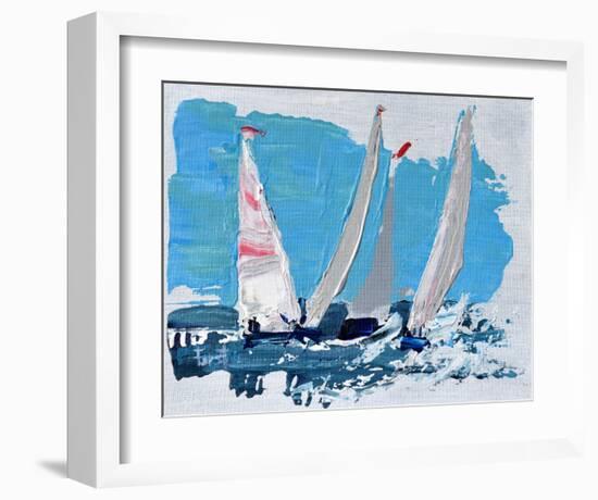 Candy Stripe Regatta-Beth A. Forst-Framed Art Print