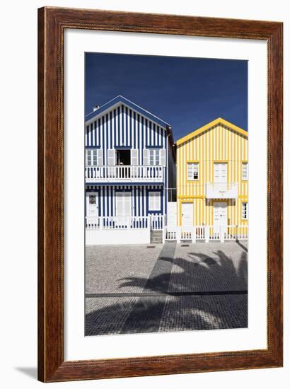 Candy-Striped Painted Beach Houses in Costa Nova, Beira Litoral, Portugal-Julian Castle-Framed Photo