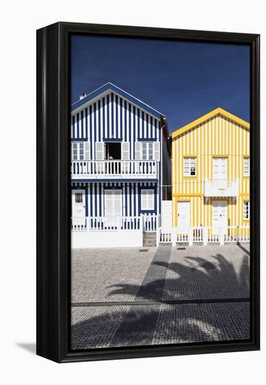 Candy-Striped Painted Beach Houses in Costa Nova, Beira Litoral, Portugal-Julian Castle-Framed Stretched Canvas