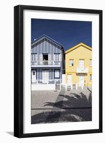 Candy-Striped Painted Beach Houses in Costa Nova, Beira Litoral, Portugal-Julian Castle-Framed Photo