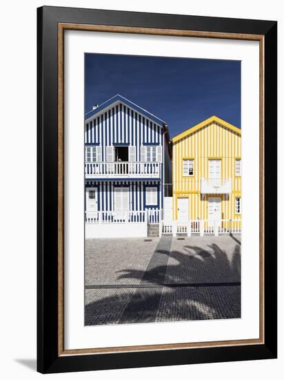 Candy-Striped Painted Beach Houses in Costa Nova, Beira Litoral, Portugal-Julian Castle-Framed Photo