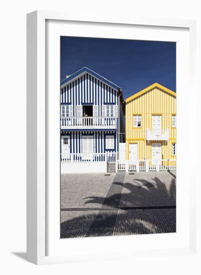 Candy-Striped Painted Beach Houses in Costa Nova, Beira Litoral, Portugal-Julian Castle-Framed Photo