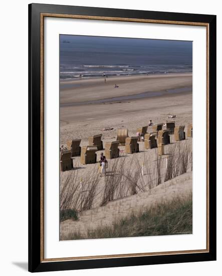 Cane Chairs on Beach, Egmond, Holland-I Vanderharst-Framed Photographic Print