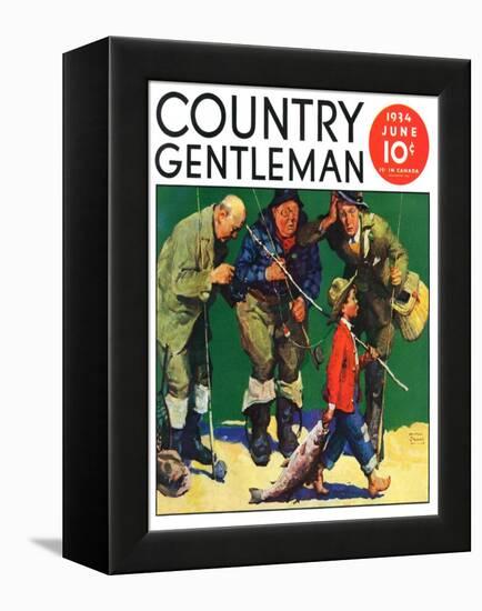 "Cane Pole Catch," Country Gentleman Cover, June 1, 1934-William Meade Prince-Framed Premier Image Canvas