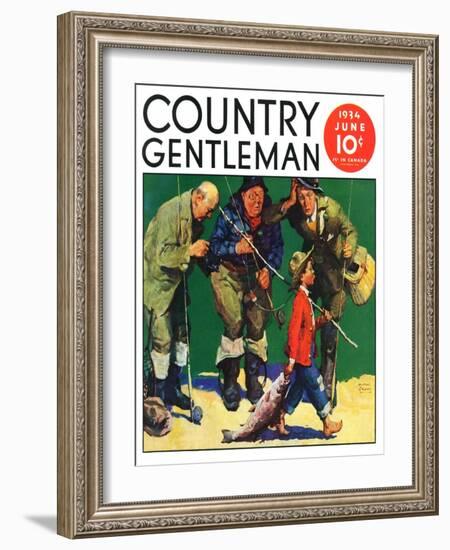 "Cane Pole Catch," Country Gentleman Cover, June 1, 1934-William Meade Prince-Framed Giclee Print