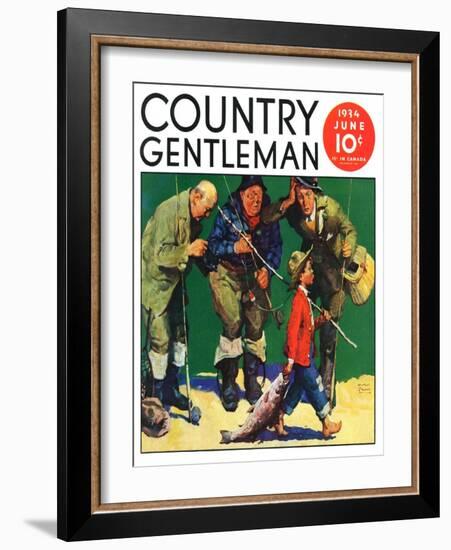 "Cane Pole Catch," Country Gentleman Cover, June 1, 1934-William Meade Prince-Framed Giclee Print