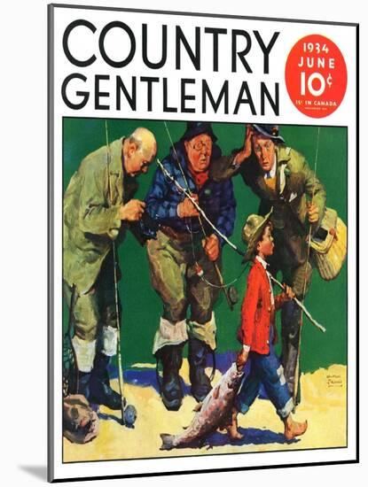 "Cane Pole Catch," Country Gentleman Cover, June 1, 1934-William Meade Prince-Mounted Giclee Print