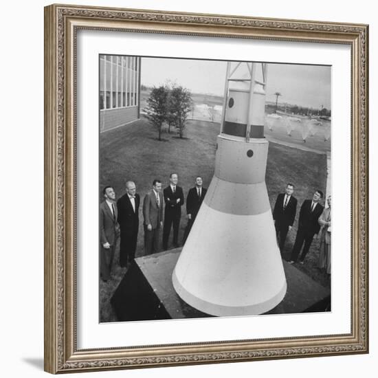 Canidates for 1st Man into Space Standing with Model of Capsule for Project Mercury-null-Framed Photographic Print