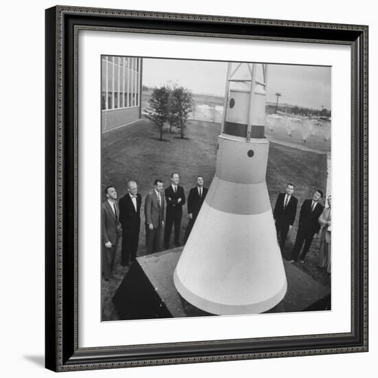 Canidates for 1st Man into Space Standing with Model of Capsule for Project Mercury-null-Framed Photographic Print