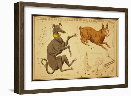 Canis Major and Lepus Constellations, 1825-Science Source-Framed Giclee Print