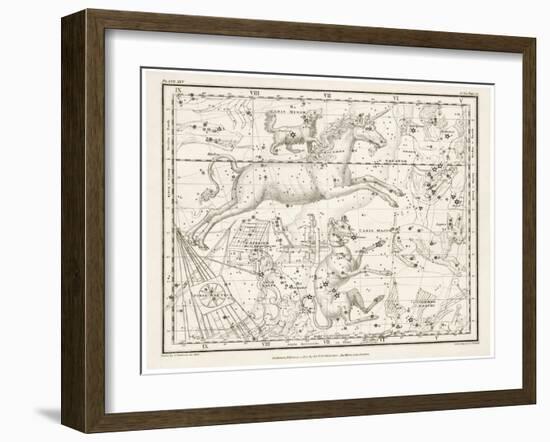 Canis Major (Dog) and Lepus (Hare) Constellation-null-Framed Art Print