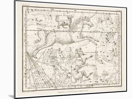 Canis Major (Dog) and Lepus (Hare) Constellation-null-Mounted Art Print