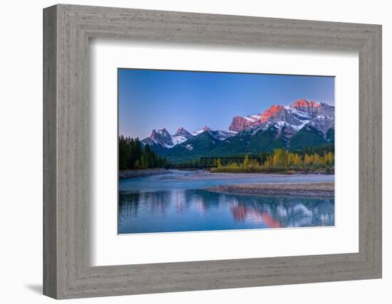 Canmore Engine Bridge over Bow River, Three Sisters Mountain, Mount Lawrence Grassi, Canmore, Al...-null-Framed Photographic Print