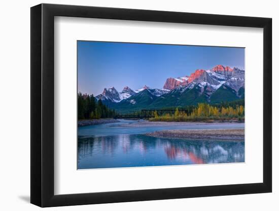 Canmore Engine Bridge over Bow River, Three Sisters Mountain, Mount Lawrence Grassi, Canmore, Al...-null-Framed Photographic Print