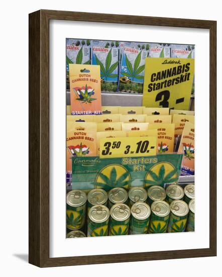 Cannabis Seed Starter Kits, Bloemenmarkt, Amsterdam, Netherlands, Europe-Amanda Hall-Framed Photographic Print